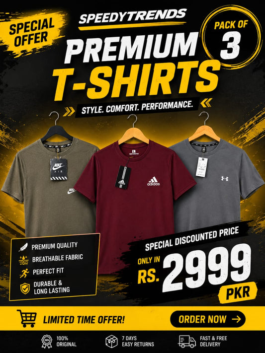 Pack Of 3 imported Shirts (Niike,UnDEr Armur,Adi) In Huge Discount